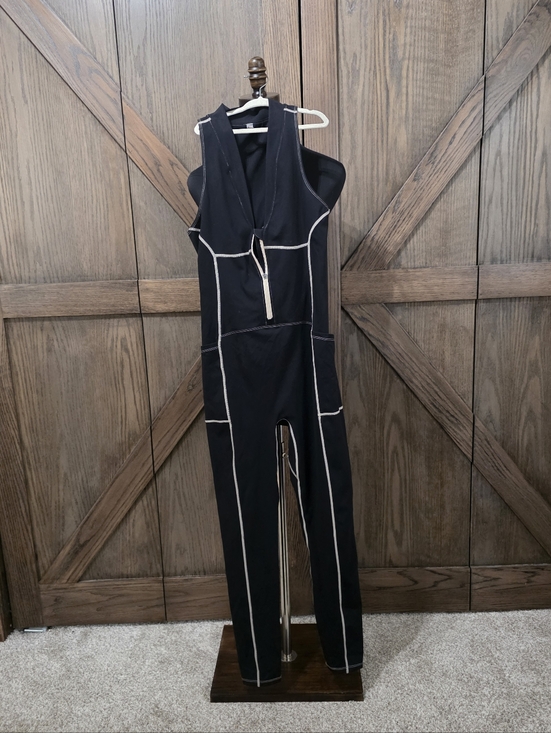 FP Movement by Free People Pants - FP Movement by Free People Black Jumpsuit with White Piping